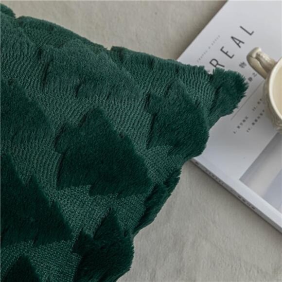 Set of 2 Christmas Tree Pillow Covers, Soft Boho Decor for Couch & Bedroom,Green - Picture 2 of 7